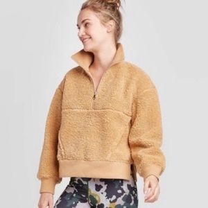 JoyLab Half Zip Sherpa Pullover Sweater - Large